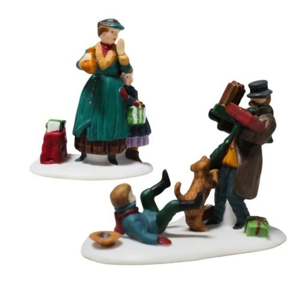DEPT 56 HERITAGE VILLAGE COLLECTION DON'T DROP THE PRESENTS - SET OF 2 - RETIRED